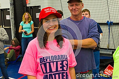 Trump Supporter Wearing Deplorable Lives Matter shirt Editorial Stock Photo